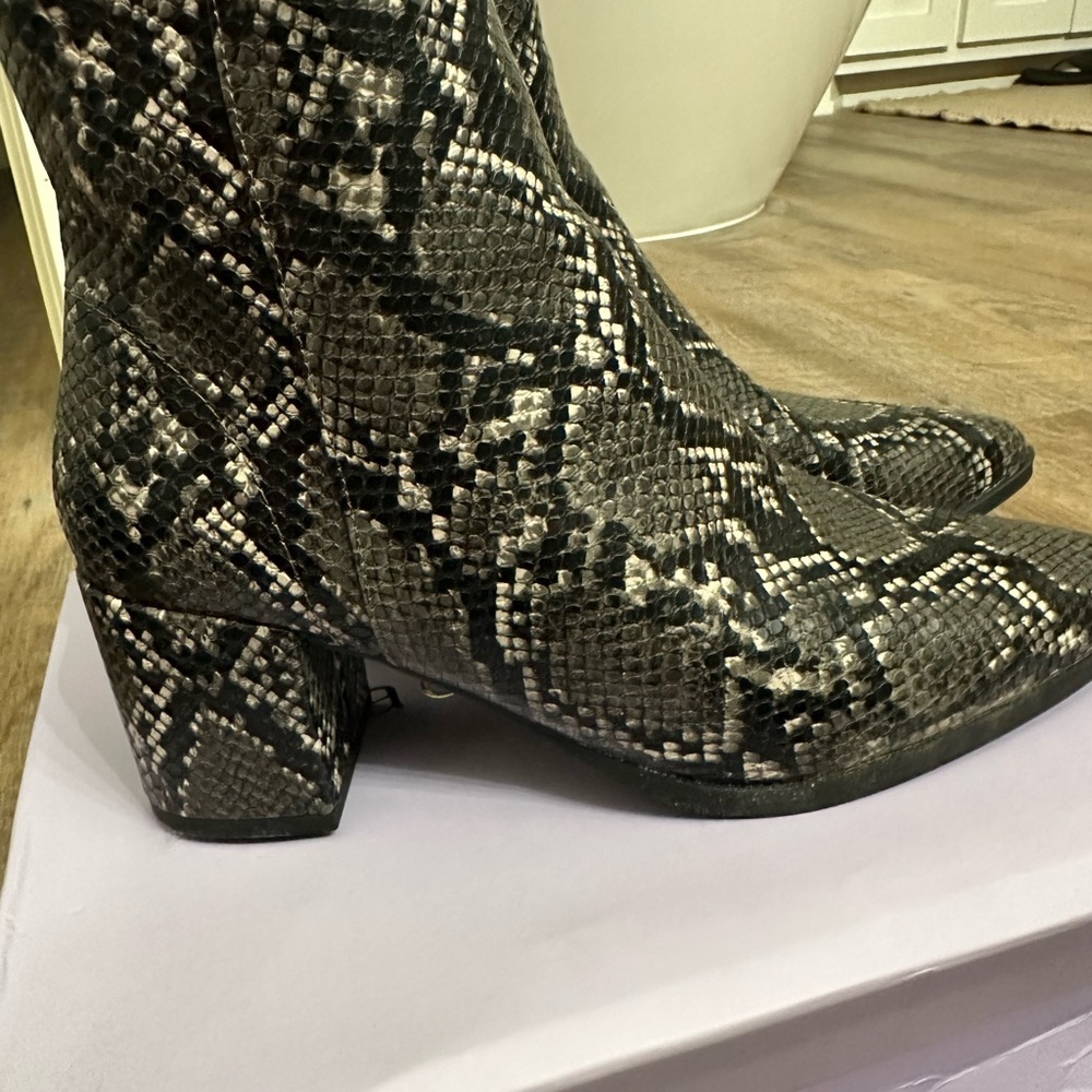 Madden Girl Black Snakeskin Ankle Boots